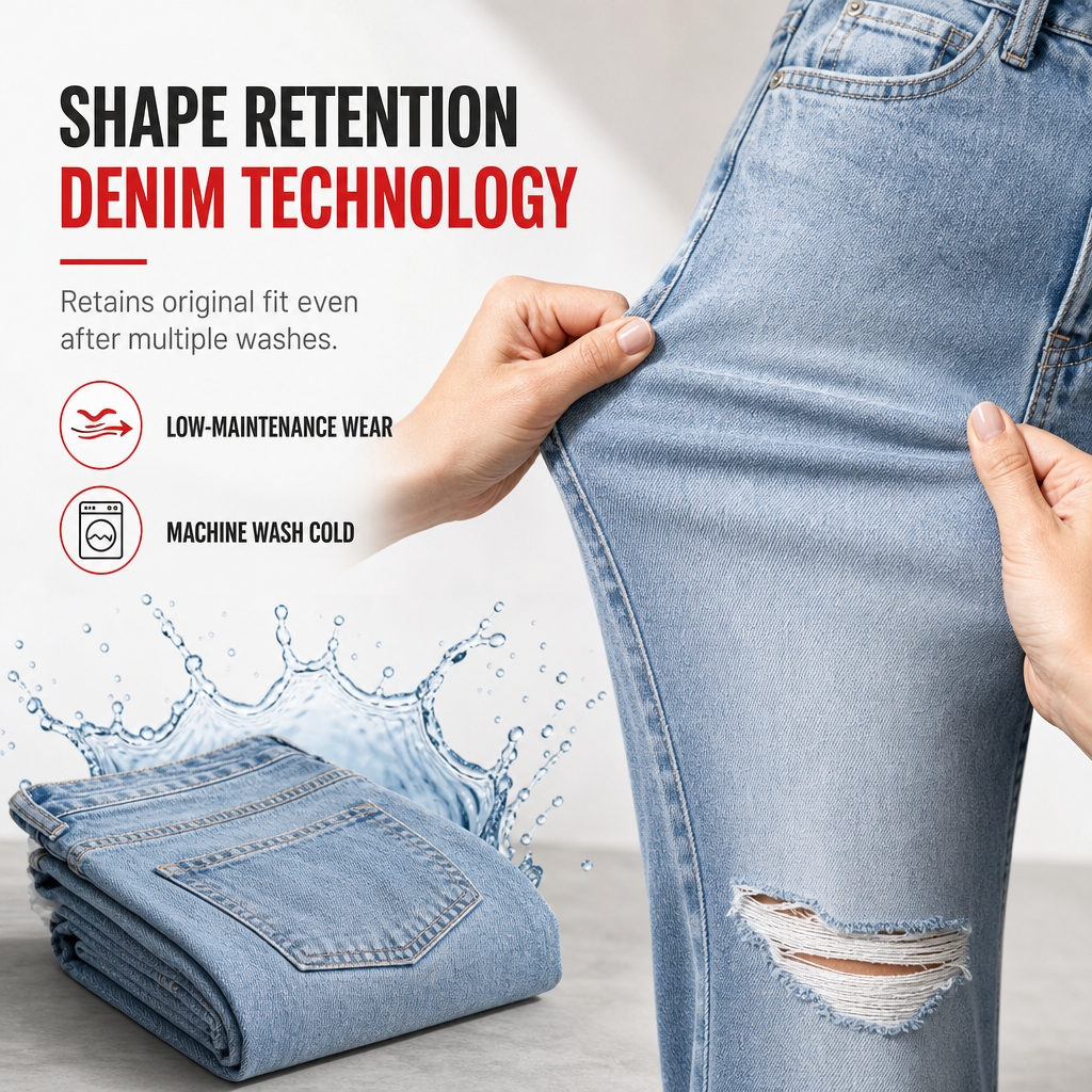 Jean en denim déchiré à taille haute et jambe large pour femme, pantalon droit détressé