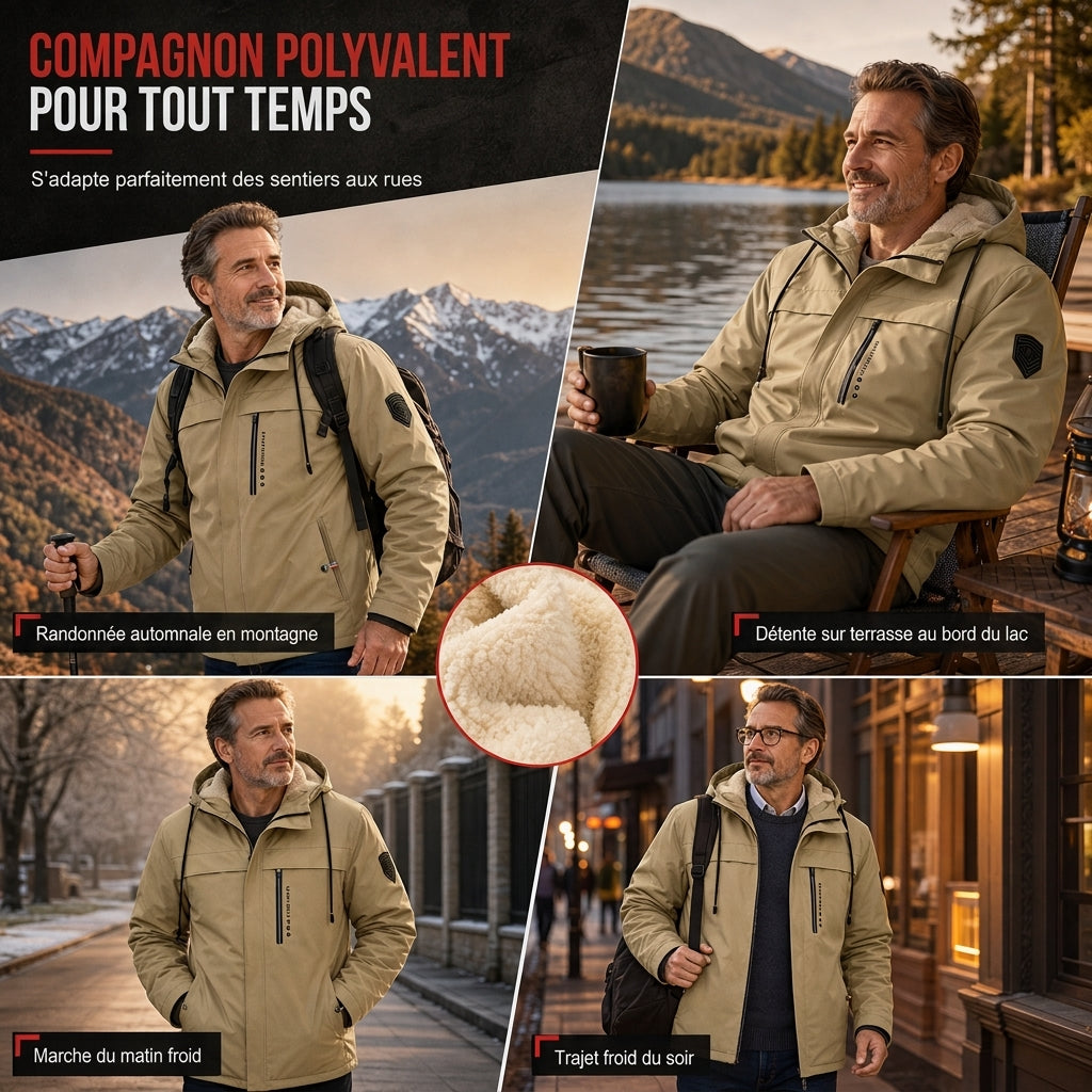 Manteau d'automne-printemps ample à doublure pelucheuse rétro américaine pour homme