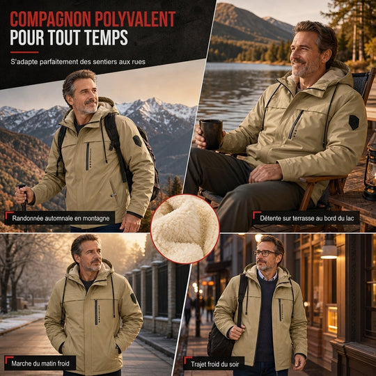 Manteau d'automne-printemps ample à doublure pelucheuse rétro américaine pour homme