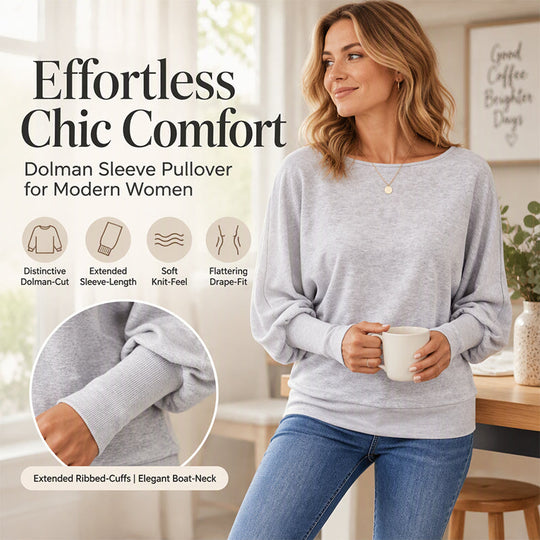 Pull décontracté à manches chauve-souris pour femme