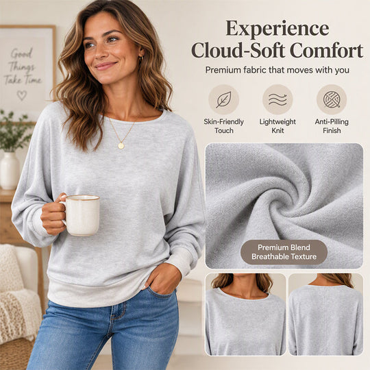 Pull décontracté à manches chauve-souris pour femme