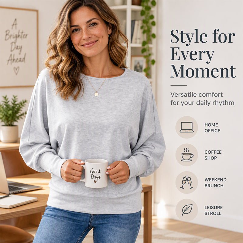 Pull décontracté à manches chauve-souris pour femme