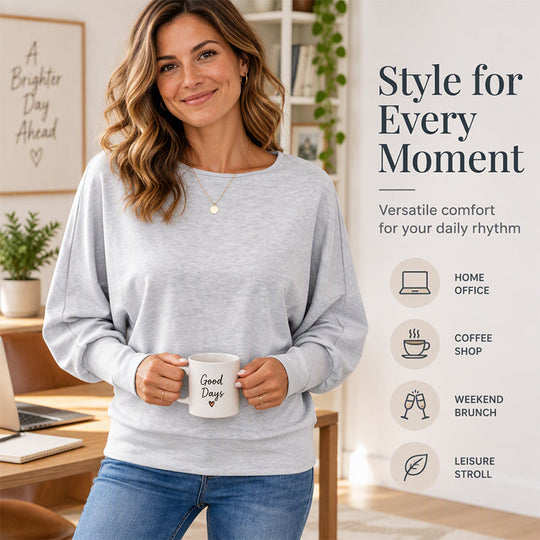 Pull décontracté à manches chauve-souris pour femme