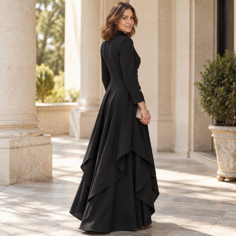 Ensemble femme élégant : manteau long et pantalon à jambes larges