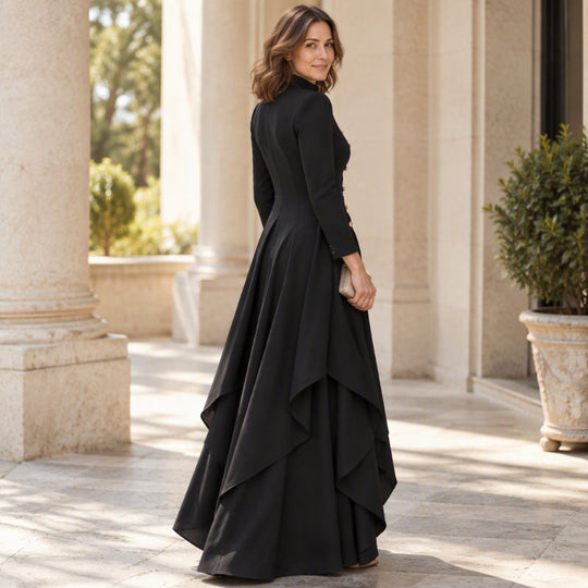 Ensemble femme élégant : manteau long et pantalon à jambes larges