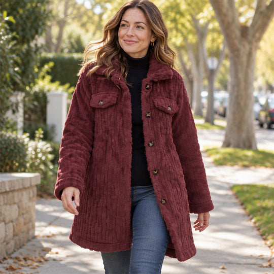 Manteau thermique douillet mi-long d'hiver pour femme