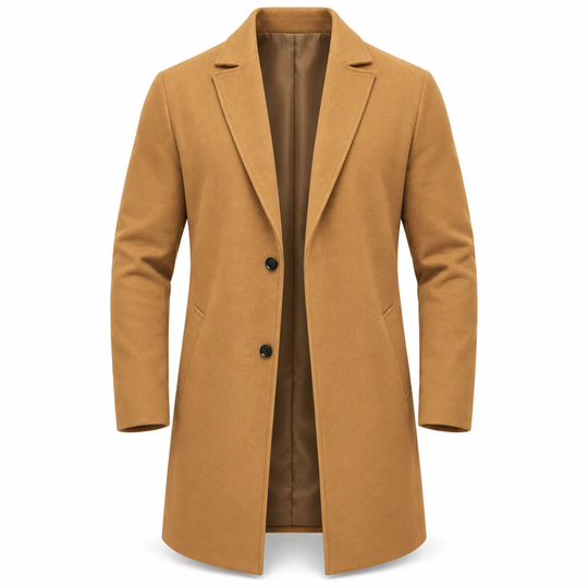 Trench-coat classique pour homme à boutonnage simple, coupe décontractée d'affaires, coupe-vent haut de gamme.