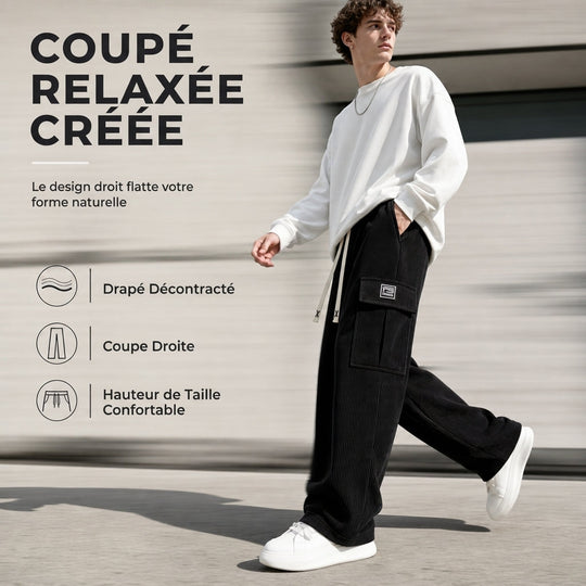Pantalon cargo en velours côtelé coupe décontractée pour homme
