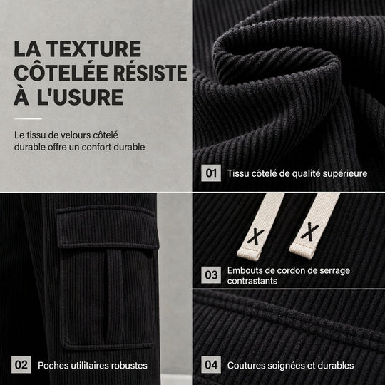 Pantalon cargo en velours côtelé coupe décontractée pour homme