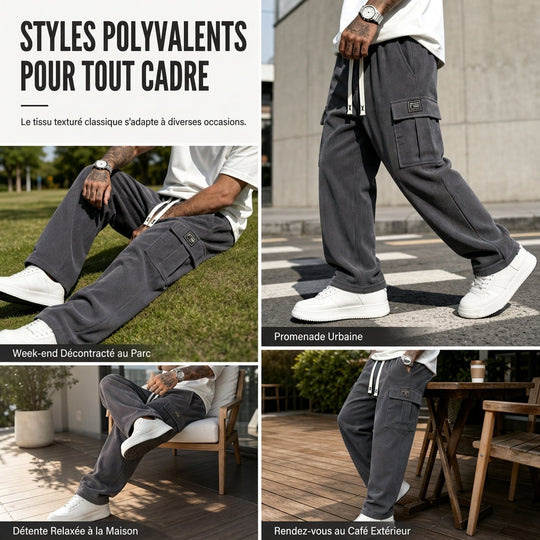 Pantalon cargo en velours côtelé coupe décontractée pour homme