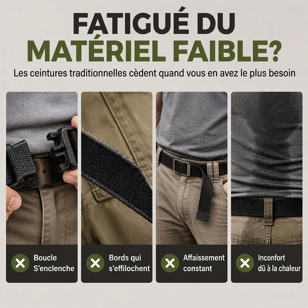 Ceinture tactique tressée robuste pour l'extérieur avec boucle métallique
