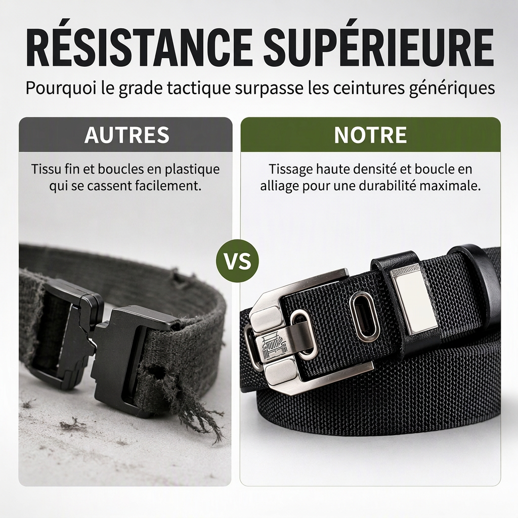Ceinture tactique tressée robuste pour l'extérieur avec boucle métallique