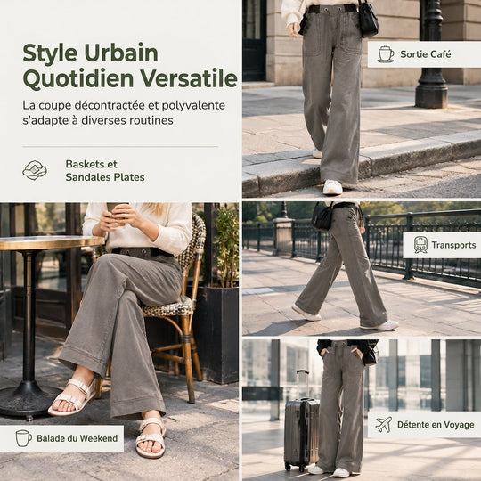 Jean American Vintage taille basse légèrement évasé, avec ceinture élastiquée à cordonnet et poches patteilleuses