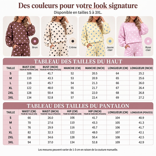 Ensemble Femme Top à Pois et Pantalon à Jambes Larges