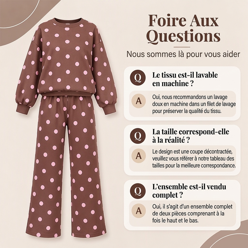 Ensemble Femme Top à Pois et Pantalon à Jambes Larges