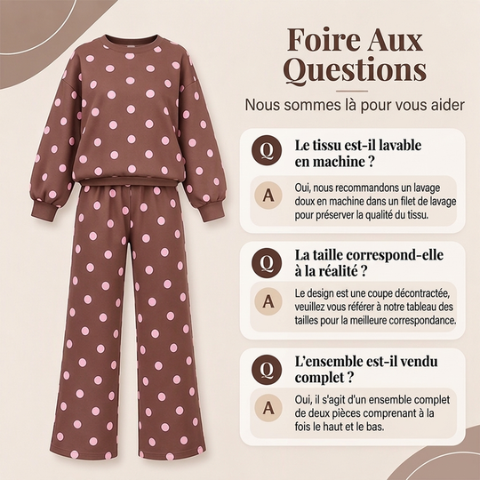 Ensemble Femme Top à Pois et Pantalon à Jambes Larges