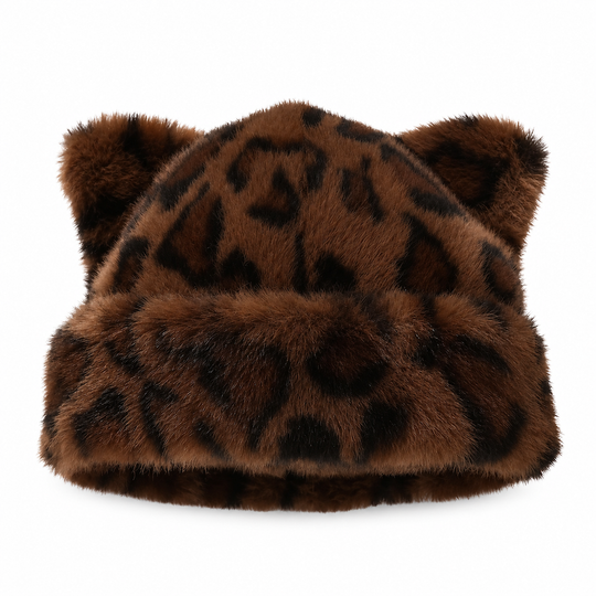 Bonnet d'hiver en fausse fourrure de vison pelucheuse pour femme avec oreilles d'ourson mignonnes - Bonnet chaud pour temps froid