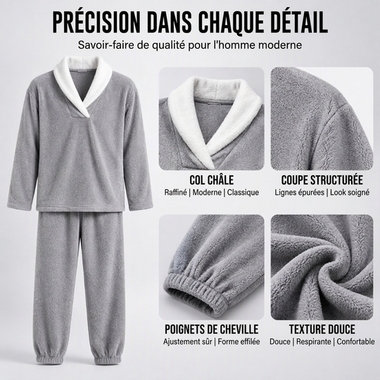Ensemble Pyjama Homme Confortable et Chaud en Peluche