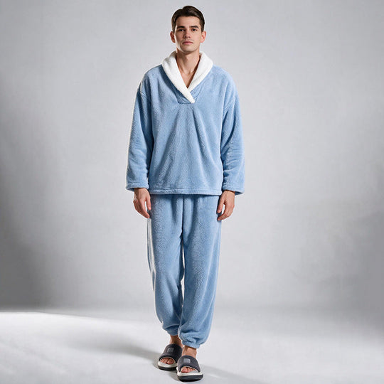 Ensemble Pyjama Homme Confortable et Chaud en Peluche