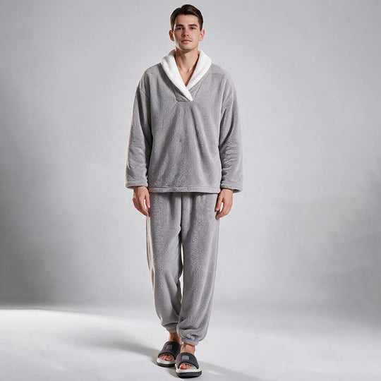 Ensemble Pyjama Homme Confortable et Chaud en Peluche