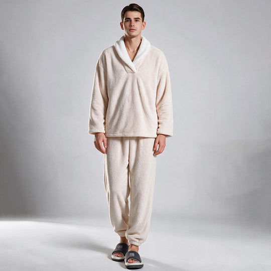 Ensemble Pyjama Homme Confortable et Chaud en Peluche