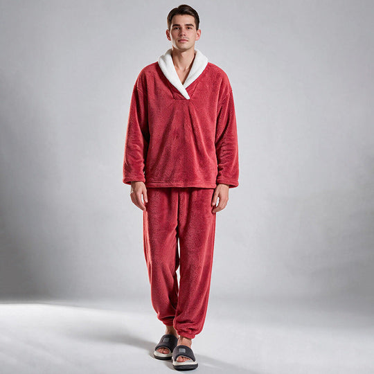 Ensemble Pyjama Homme Confortable et Chaud en Peluche