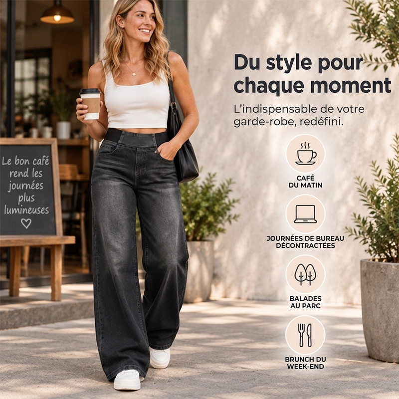 Jean décontracté évasé extensible pour femme