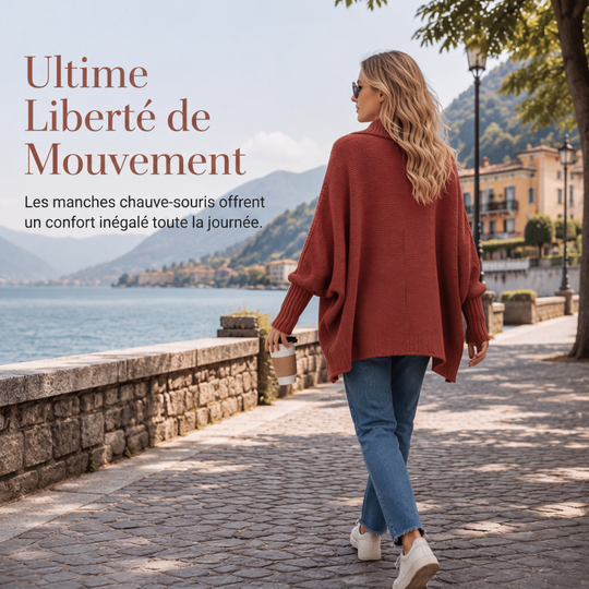 Cardigan en maille épaisse à manches chauve-souris pour femme