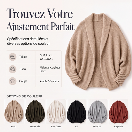 Cardigan en maille épaisse à manches chauve-souris pour femme