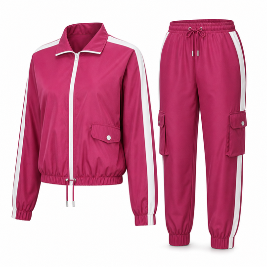 Ensemble décontracté 2 pièces pour femme : sweat à capuche zippé à manches longues et pantalon cargo jogger avec poches