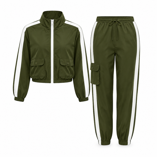 Ensemble décontracté 2 pièces pour femme : sweat à capuche zippé à manches longues et pantalon cargo jogger avec poches
