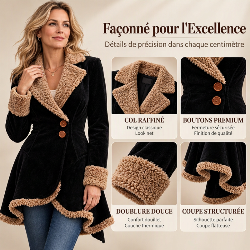 Veste femme en fausse suède avec doublure en shearling