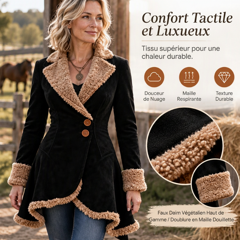Veste femme en fausse suède avec doublure en shearling