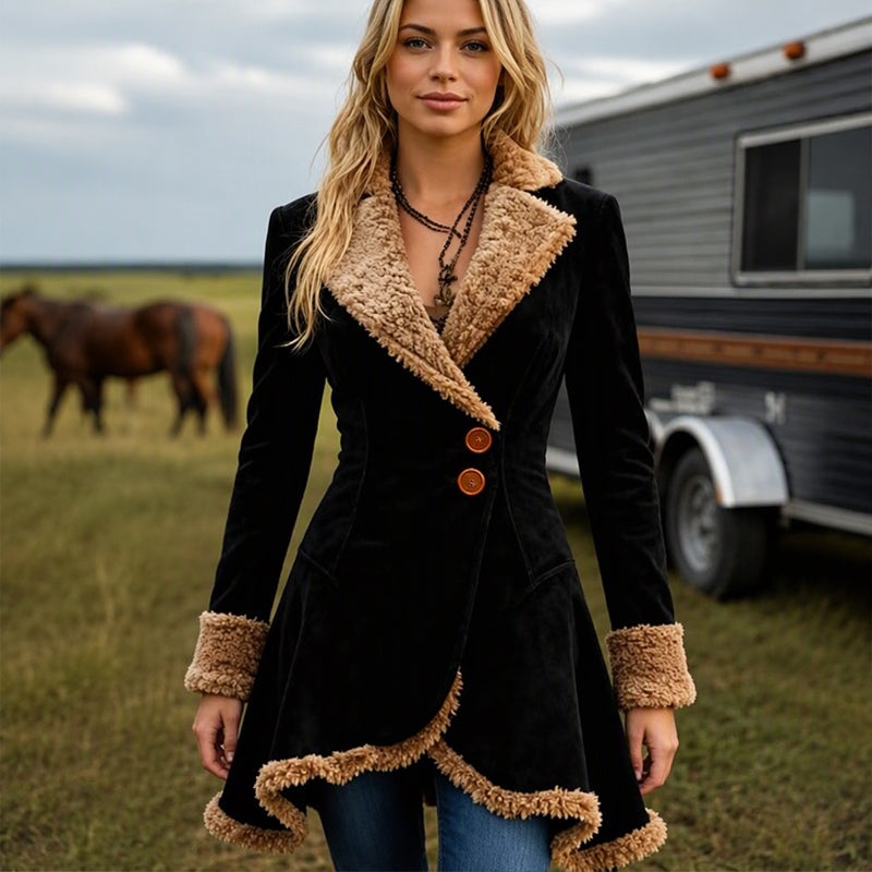 Veste femme en fausse suède avec doublure en shearling