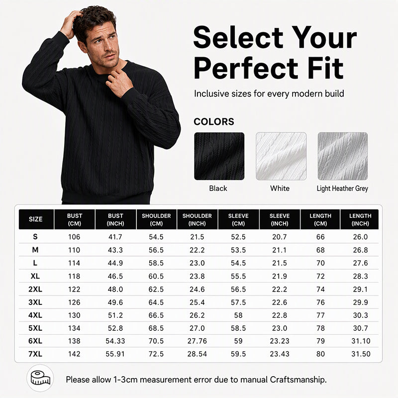 ❄️Winter Hot Sale 50% OFF🔥Men's Cable Knit Crewneck Sweatshirt