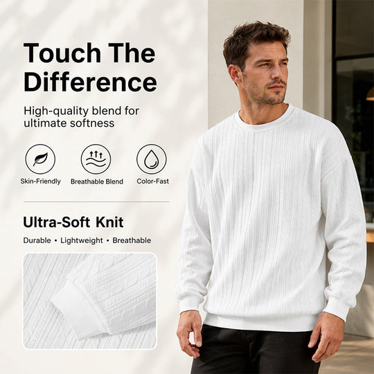 ❄️Winter Hot Sale 50% OFF🔥Men's Cable Knit Crewneck Sweatshirt