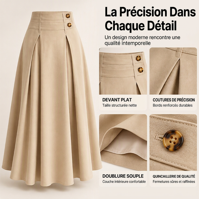 ⏳Liquidation totale⏳Jupe longue évasée taille haute et plissée pour femme
