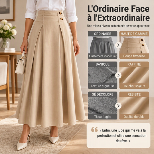 ⏳Liquidation totale⏳Jupe longue évasée taille haute et plissée pour femme