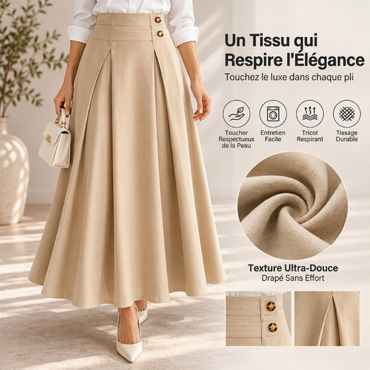 ⏳Liquidation totale⏳Jupe longue évasée taille haute et plissée pour femme