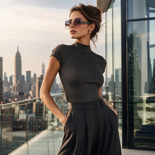 Lunettes de soleil carrées sans monture pour femme