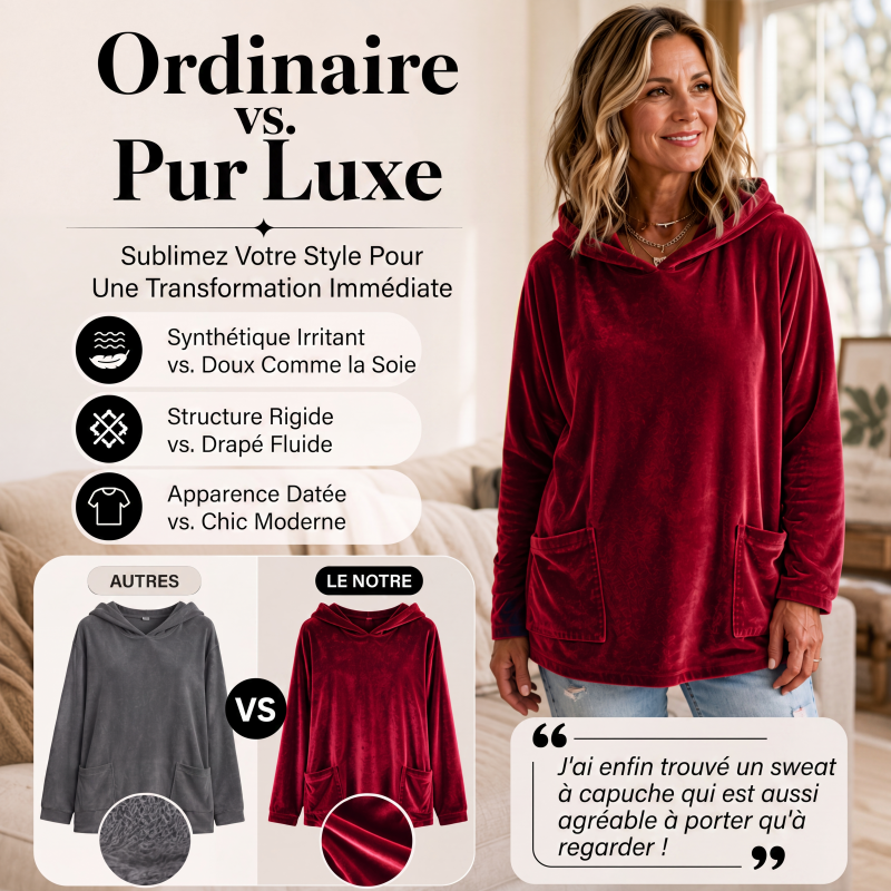 Sweat à capuche en velours pour femme