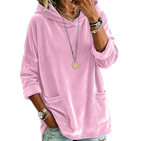 Sweat à capuche en velours pour femme