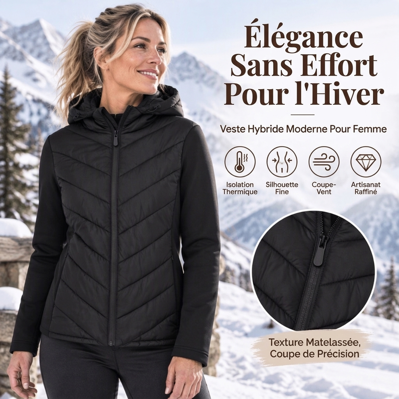 Veste matelassée patchou à capuche pour femme