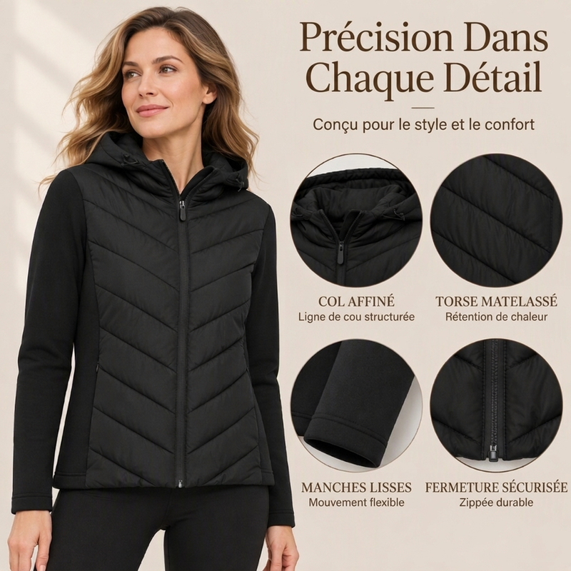Veste matelassée patchou à capuche pour femme