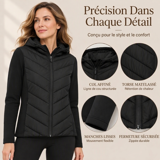 Veste matelassée patchou à capuche pour femme