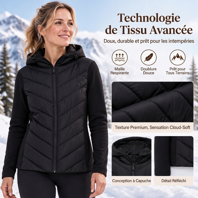 Veste matelassée patchou à capuche pour femme