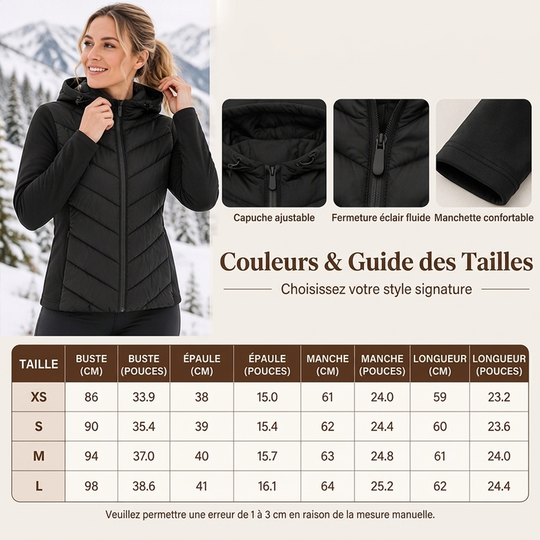 Veste matelassée patchou à capuche pour femme