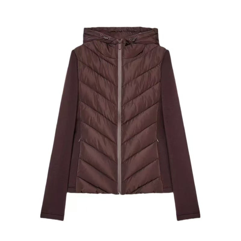 Veste matelassée patchou à capuche pour femme