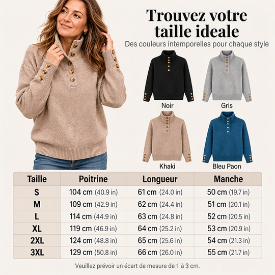 💖Soldes ! Prix cassés💖Pull en maille à col montant décontracté pour femme