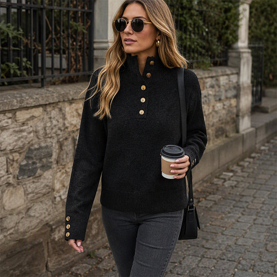 💖Soldes ! Prix cassés💖Pull en maille à col montant décontracté pour femme